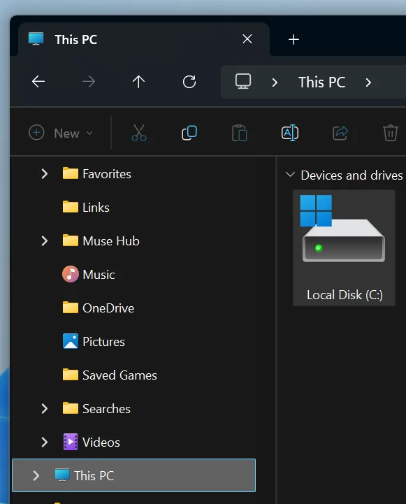 This PC showing Local Disk (C:)