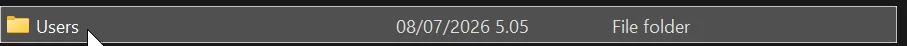 The Users folder row in Local Disk (C:)