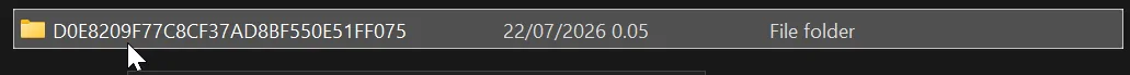 The terminal's unique hexadecimal ID folder